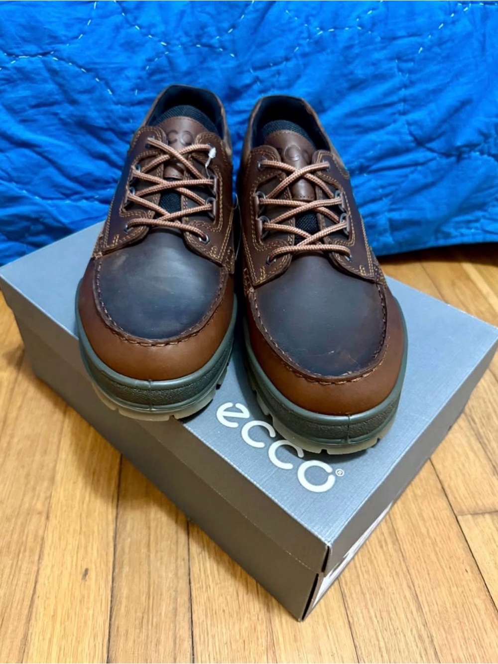 Ecco Brown Leather Lace-Up Casual Shoes